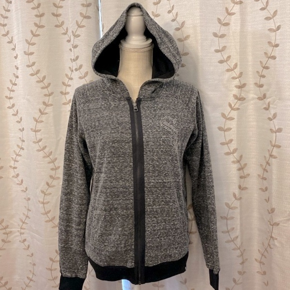 47 woman’s cotton blend sports gray SOX hoodie jacket with rhinestone logo szM